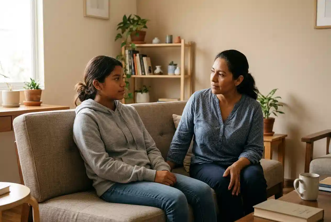 Mamá e hija en conversación