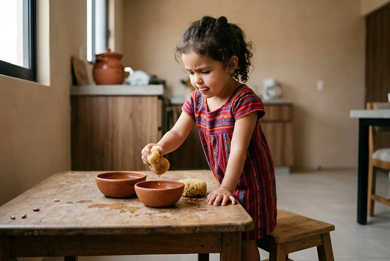 Niña autónoma en casa
